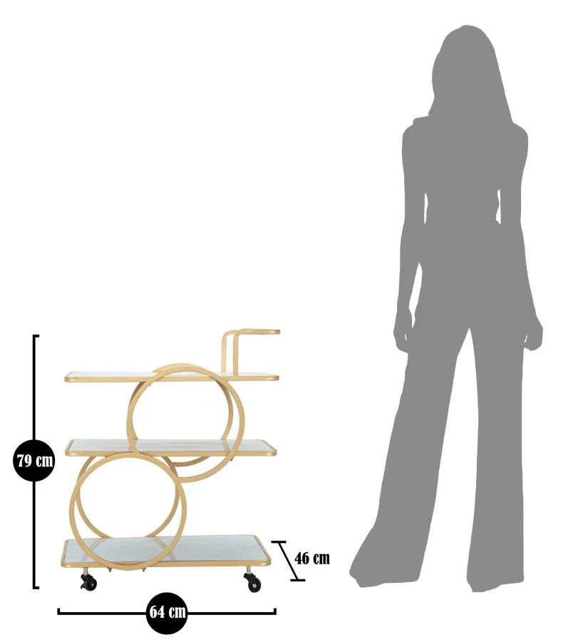 Carrello Elegante in Vetro Simil Marmo 64x46x79 cm - Image 7