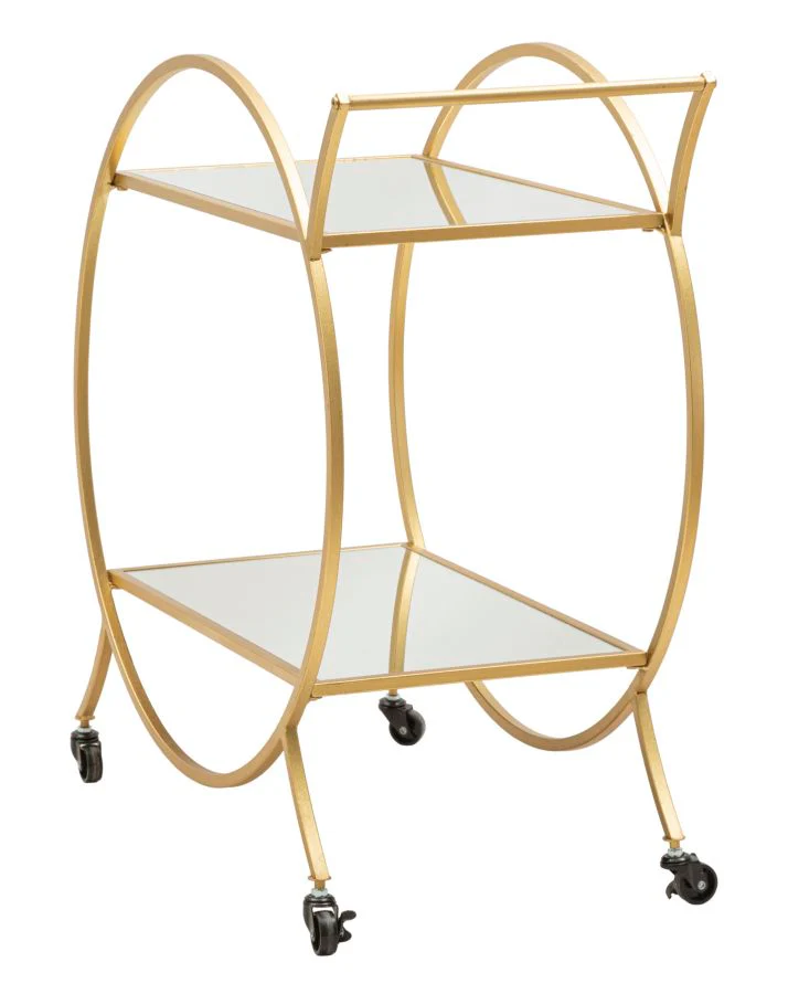 Carrello Elegante in Metallo Dorato con Piani in Vetro a Specchio cm 70x36,5x78 - Image 3