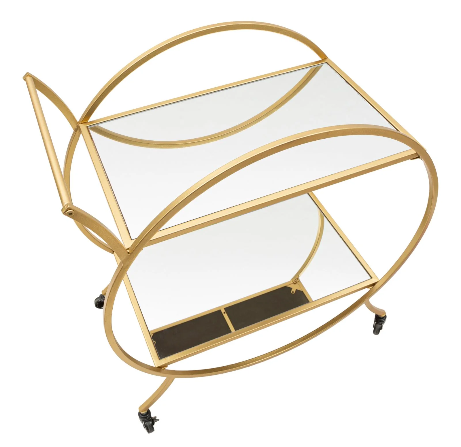 Carrello Elegante in Metallo Dorato con Piani in Vetro a Specchio cm 70x36,5x78 - Image 4