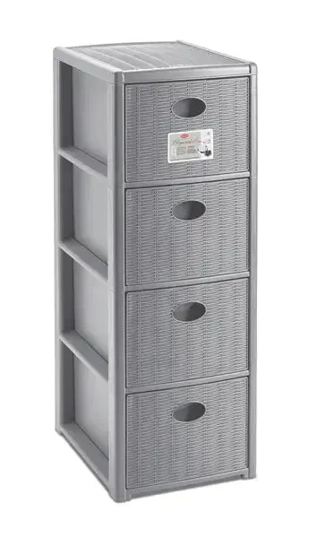 Cassettiera 4 cassetti Elegance cm30X40X80 grigio