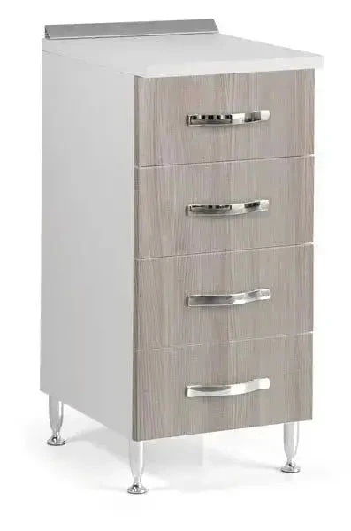 Cassettiera 4 cassetti 40cm bianco olmo