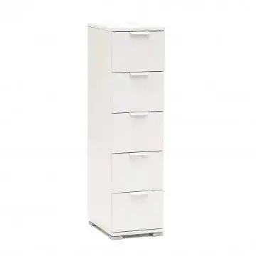 Cassettiera 5 Cassetti Bianca - Dimensioni: cm 27 x 38 x 103 h