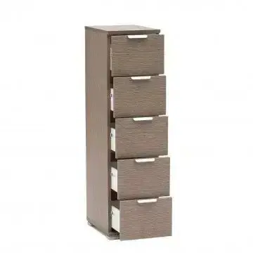Cassettiera 5 Cassetti Rovere Grigio - Dimensioni: cm 27 x 38 x 103 h - Image 2