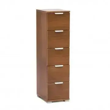 Cassettiera 5 Cassetti Tinta Noce - Dimensioni: cm 27 x 38 x 103 h