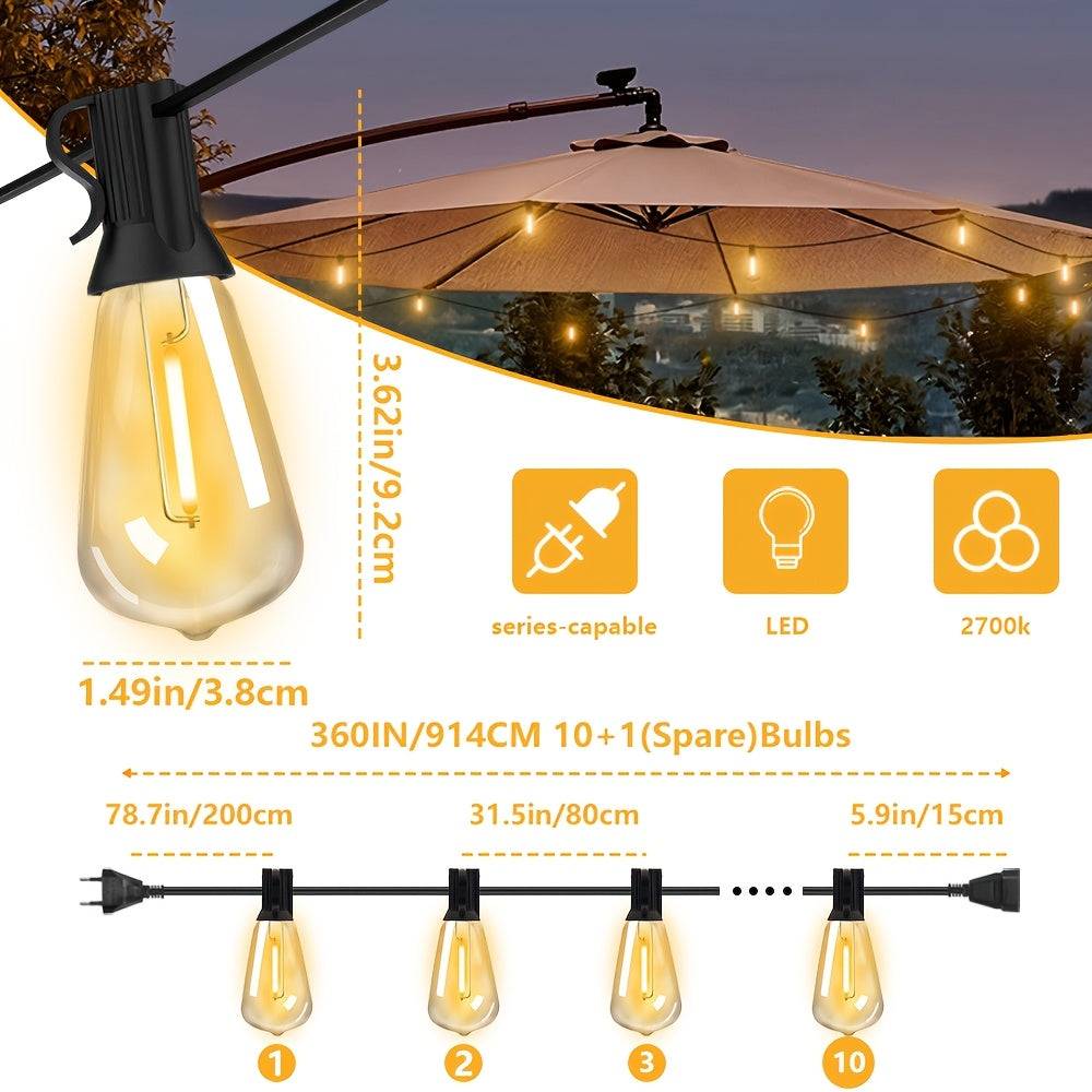 Catena Luminosa LED ST38 30,5 m – Lampadine Edison Dimmerabili Infrangibili per Esterni - Image 12
