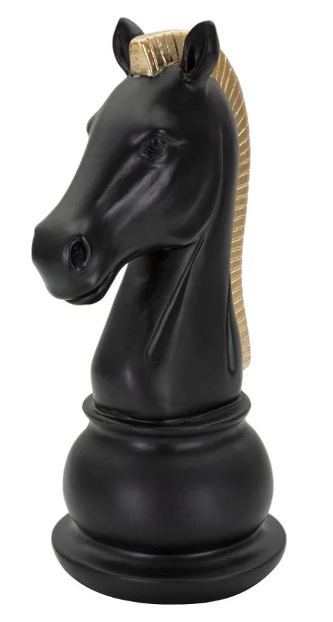 Scultura Elegante Cavallo Nero e Oro 10,5x8,5x19 cm - Image 2