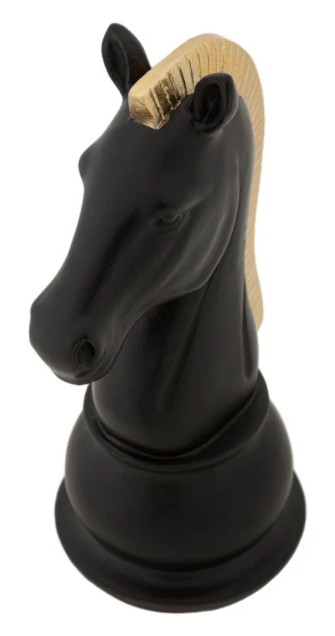 Scultura Elegante Cavallo Nero e Oro 10,5x8,5x19 cm - Image 5