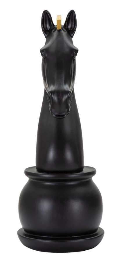 Cavallo Scacchistico Nero con Finiture Dorate cm Ø 18,5x50 - Image 3