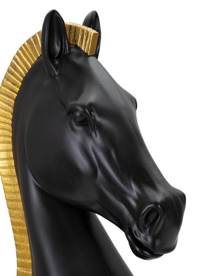 Cavallo Scacchistico Nero con Finiture Dorate cm Ø 18,5x50 - Image 5
