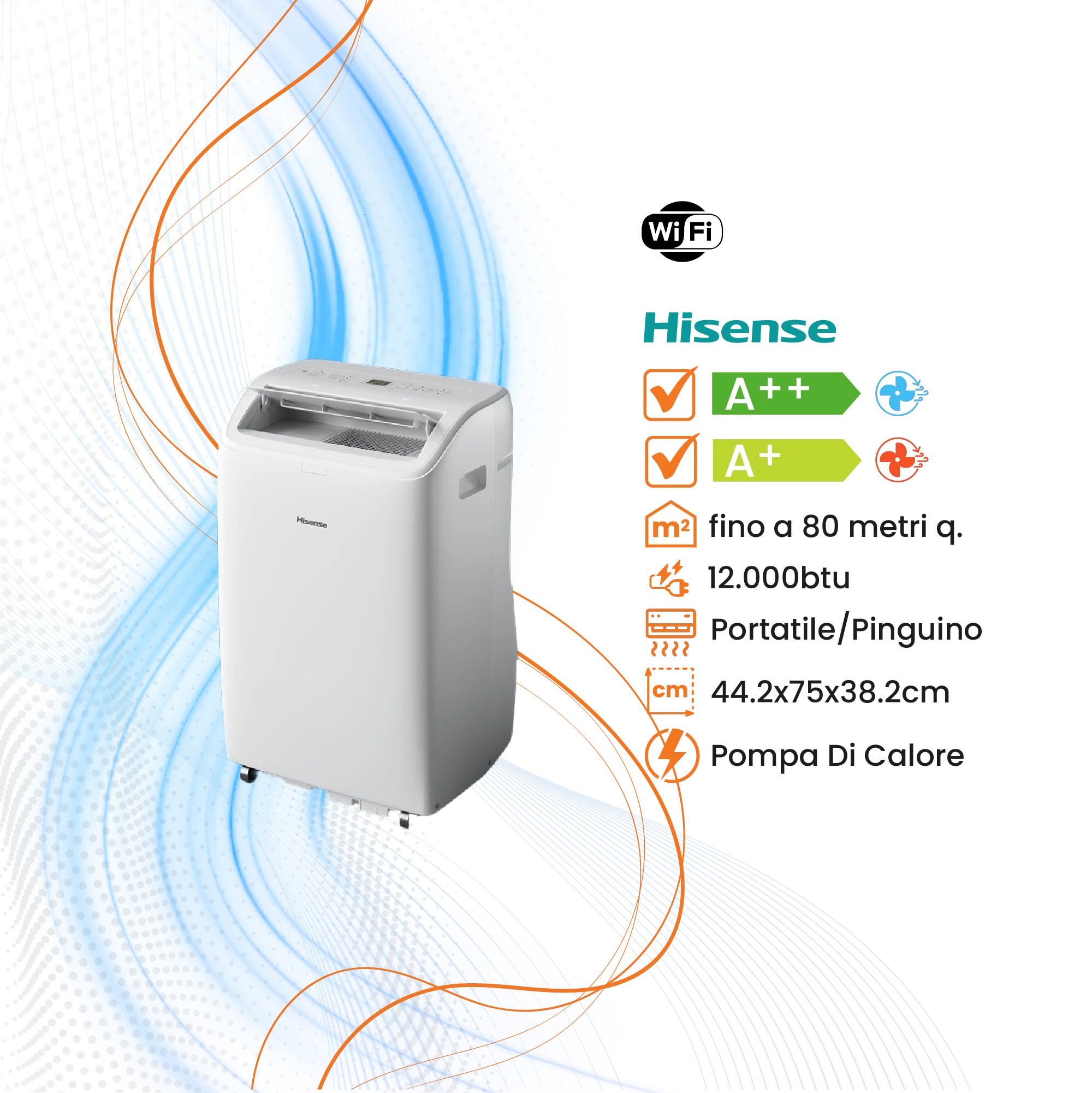 Climatizzatore Hisense Portatile Trattamento Aria/Acqua R-290