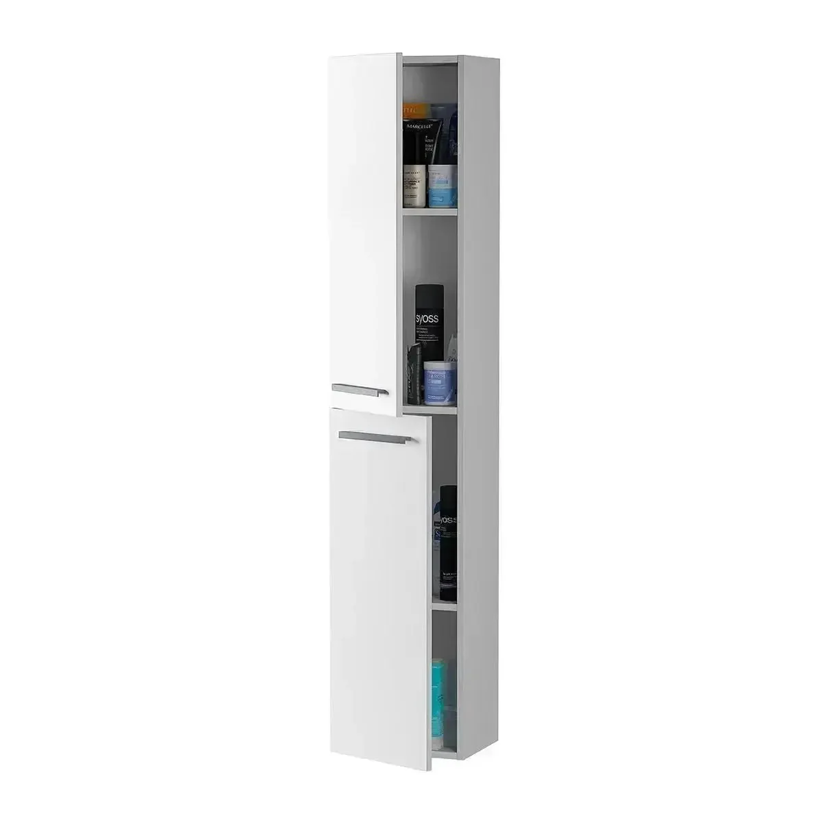 Colonna per il bagno con 2 ante 30x25x150 cm colore bianco - Image 3