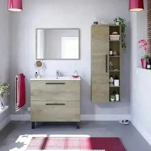 Colonna bagno Sospesa Athena Rovere Alaska - Mobile bagno sospeso con ante e ripiani - Image 3