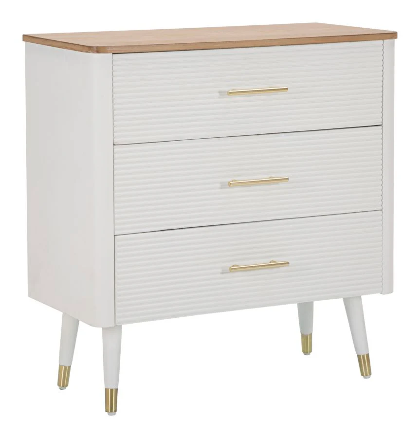 Comò Matera Elegante con 3 Cassetti e Piano in Legno Marrone