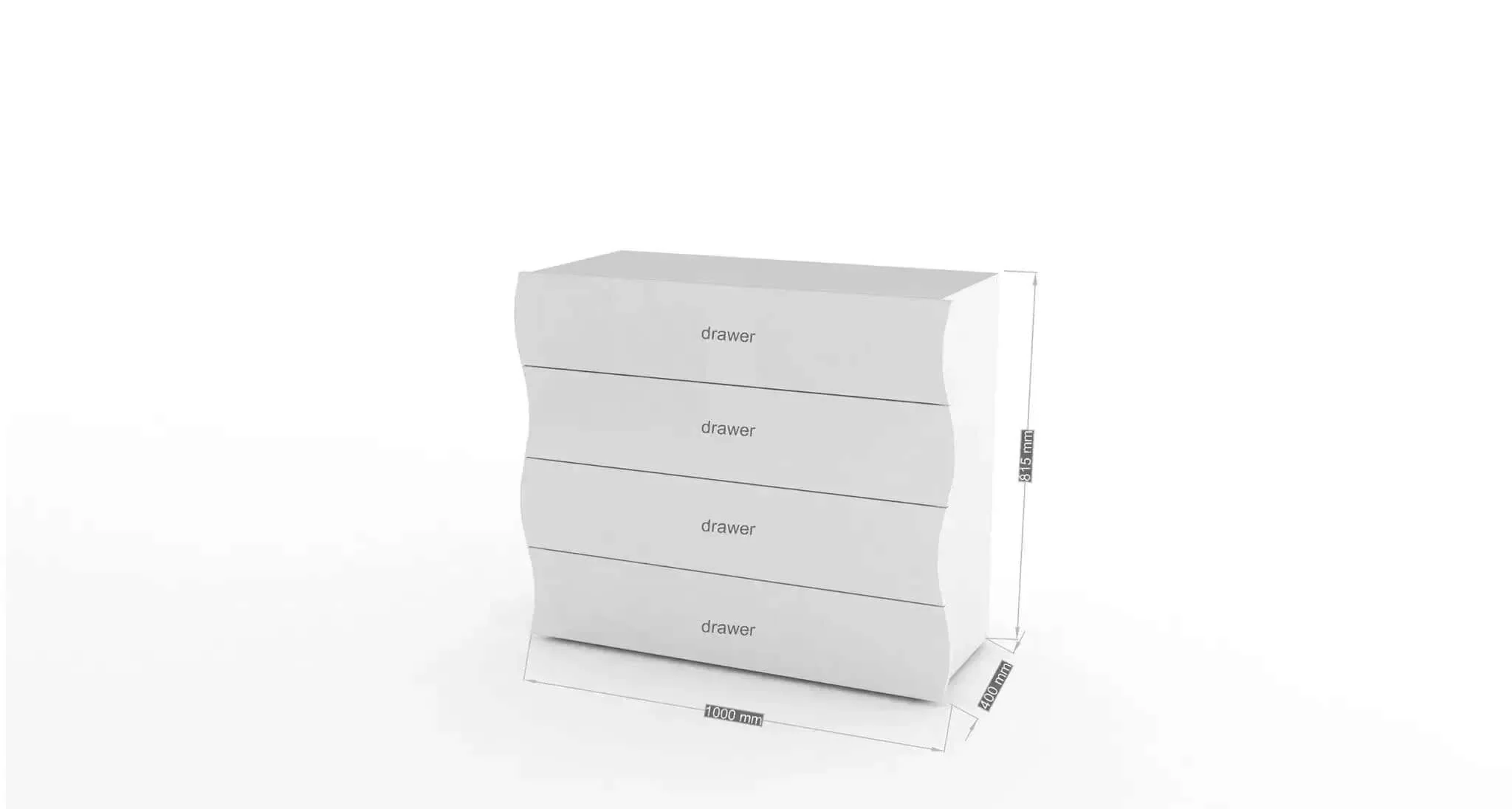 Comò Moderno 4 Cassetti Onda Bianco Lucido - Image 3