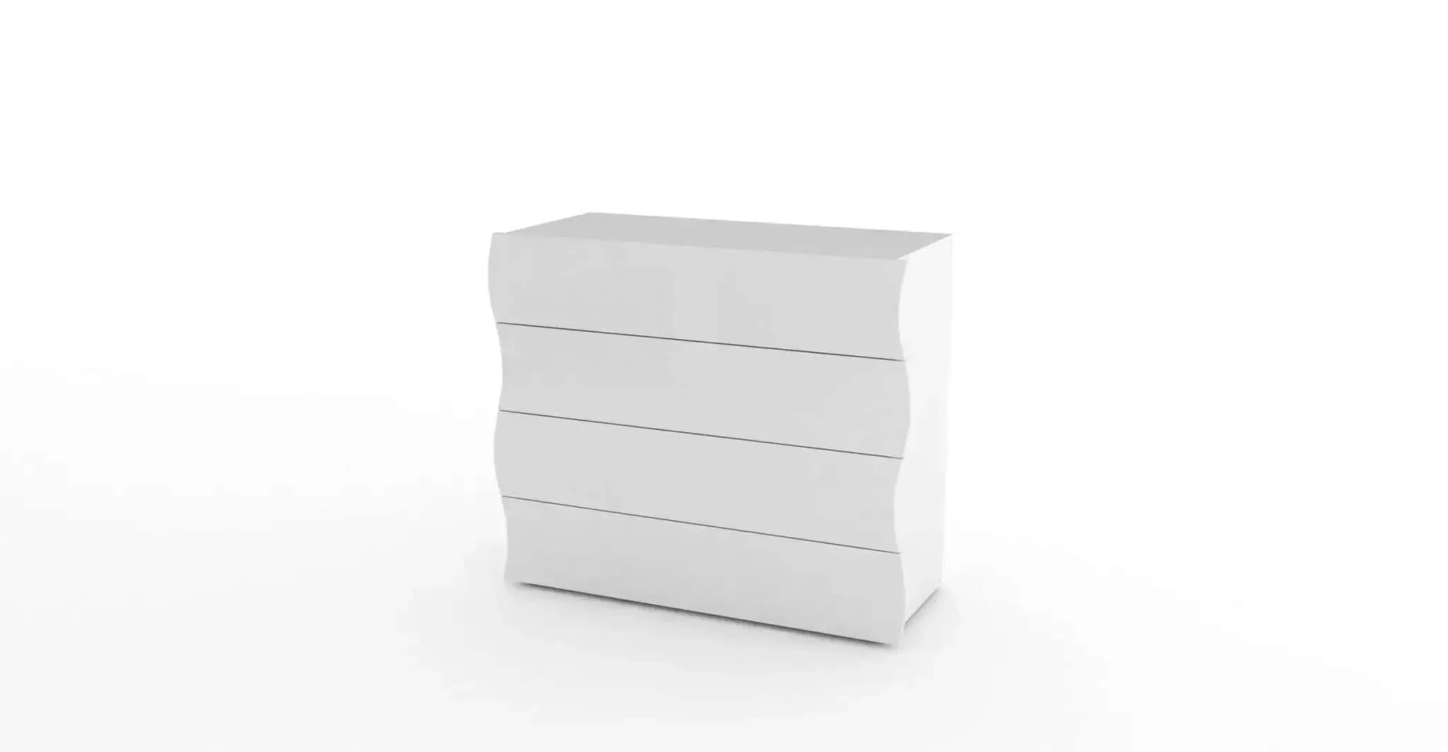 Comò Moderno 4 Cassetti Onda Bianco Lucido - Image 4