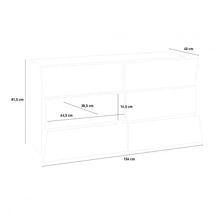Comò moderno con 6 cassetti ARCO, misura 150 cm - Image 3