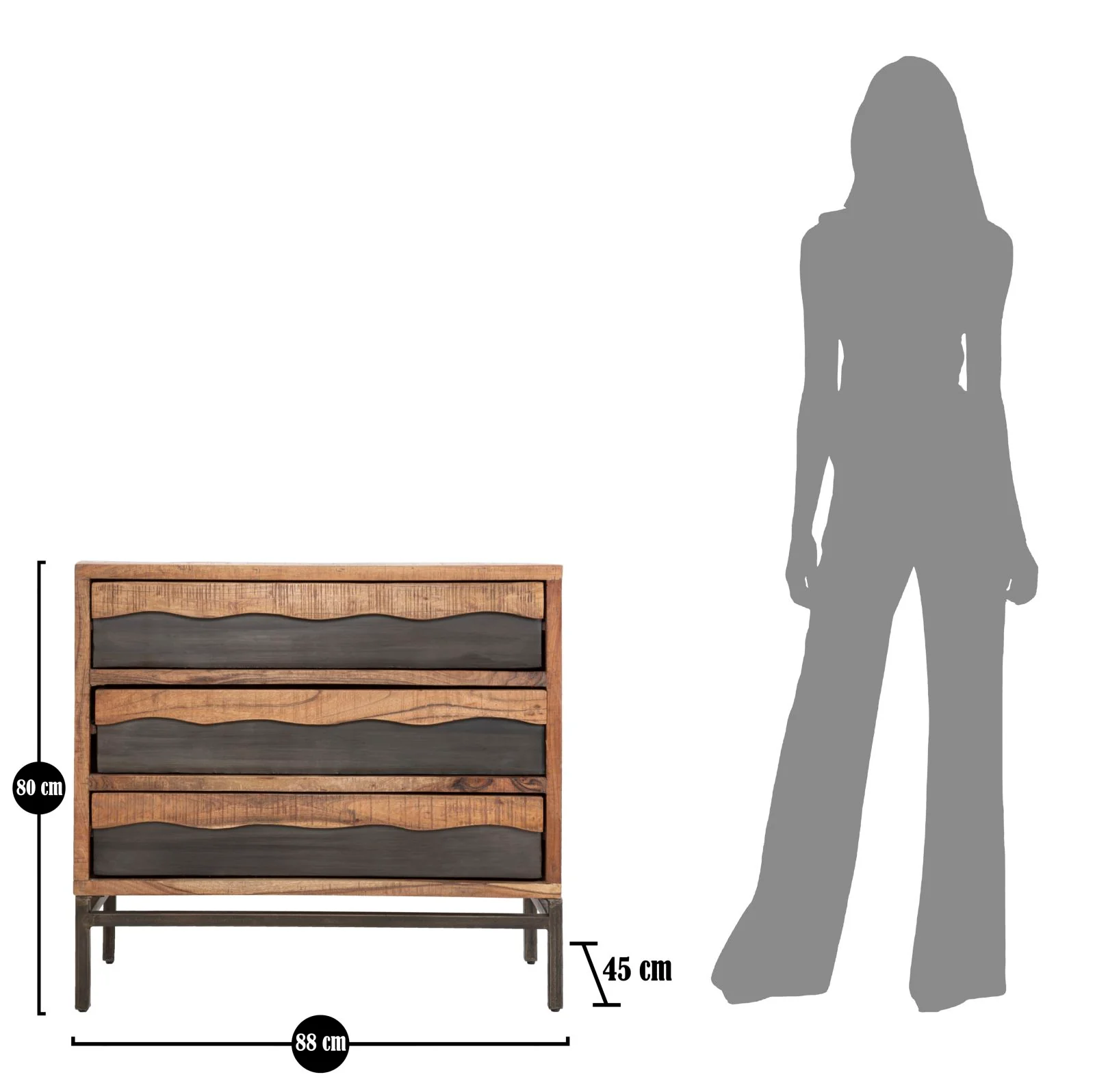 Comò Yellowstone in Legno di Acacia Nilotica - 88x45x80 cm - Image 9