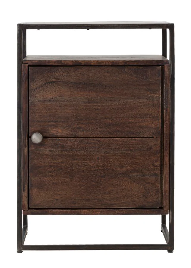 Comodino Elegante in Legno di Acacia Nilotica cm 45x30x66 con Anta e Ripiano - Image 2