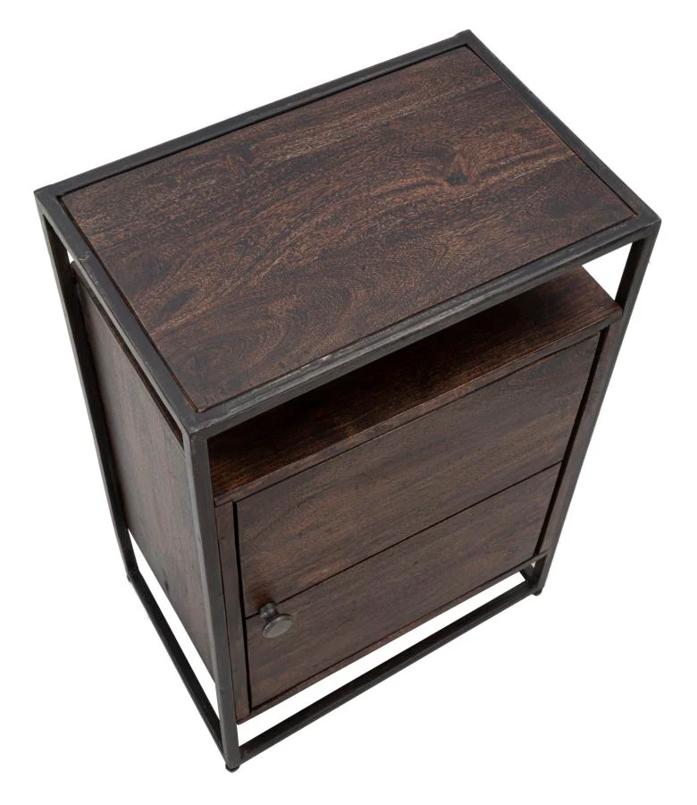 Comodino Elegante in Legno di Acacia Nilotica cm 45x30x66 con Anta e Ripiano - Image 4