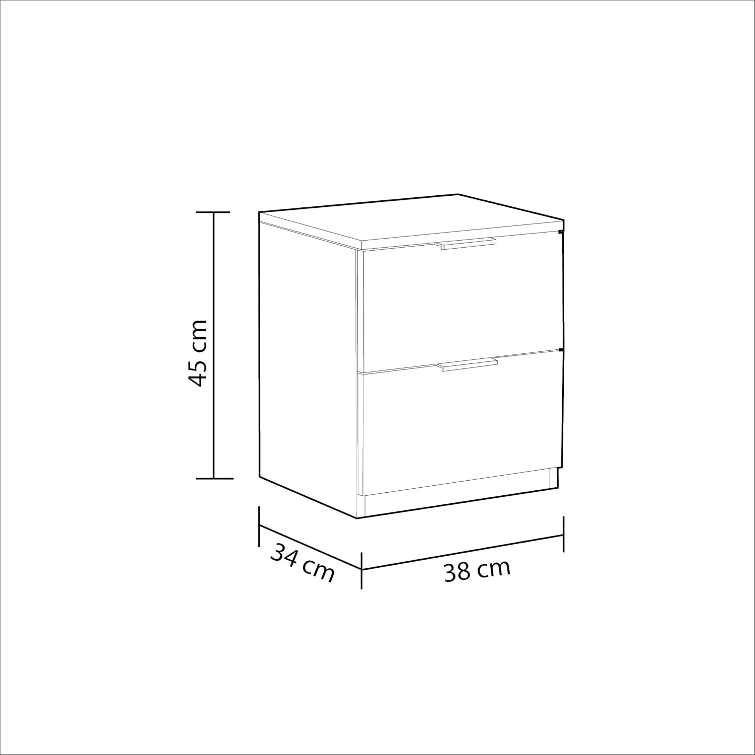 Comodino 2 Cassetti 38x34x45h rovere - Image 4