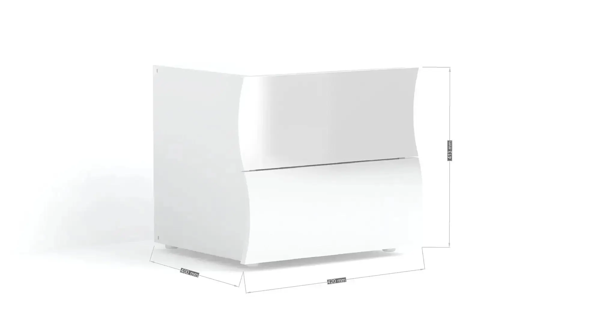 Comodino con 2 cassetti in bianco lucido ONDA