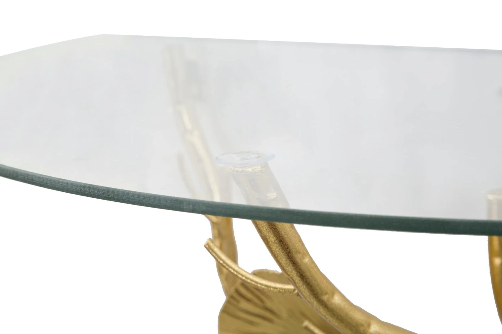 Comodino Semicircolare Tisty in Metallo Dorato con Piano in Vetro 60x30x40 cm - Image 7