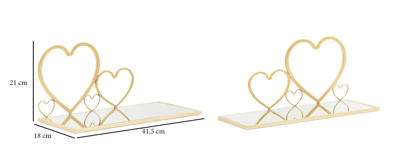 Mensole da Parete Hearts in Metallo Dorato - Coppia Elegante 41,5x18x21 cm - Image 7