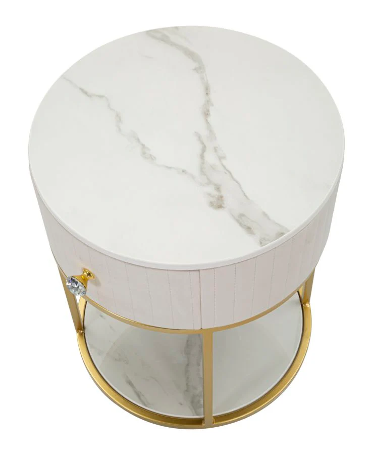 Comodino Elegante Montpellier in Crema Ø 42 cm x H 48 cm - Image 4