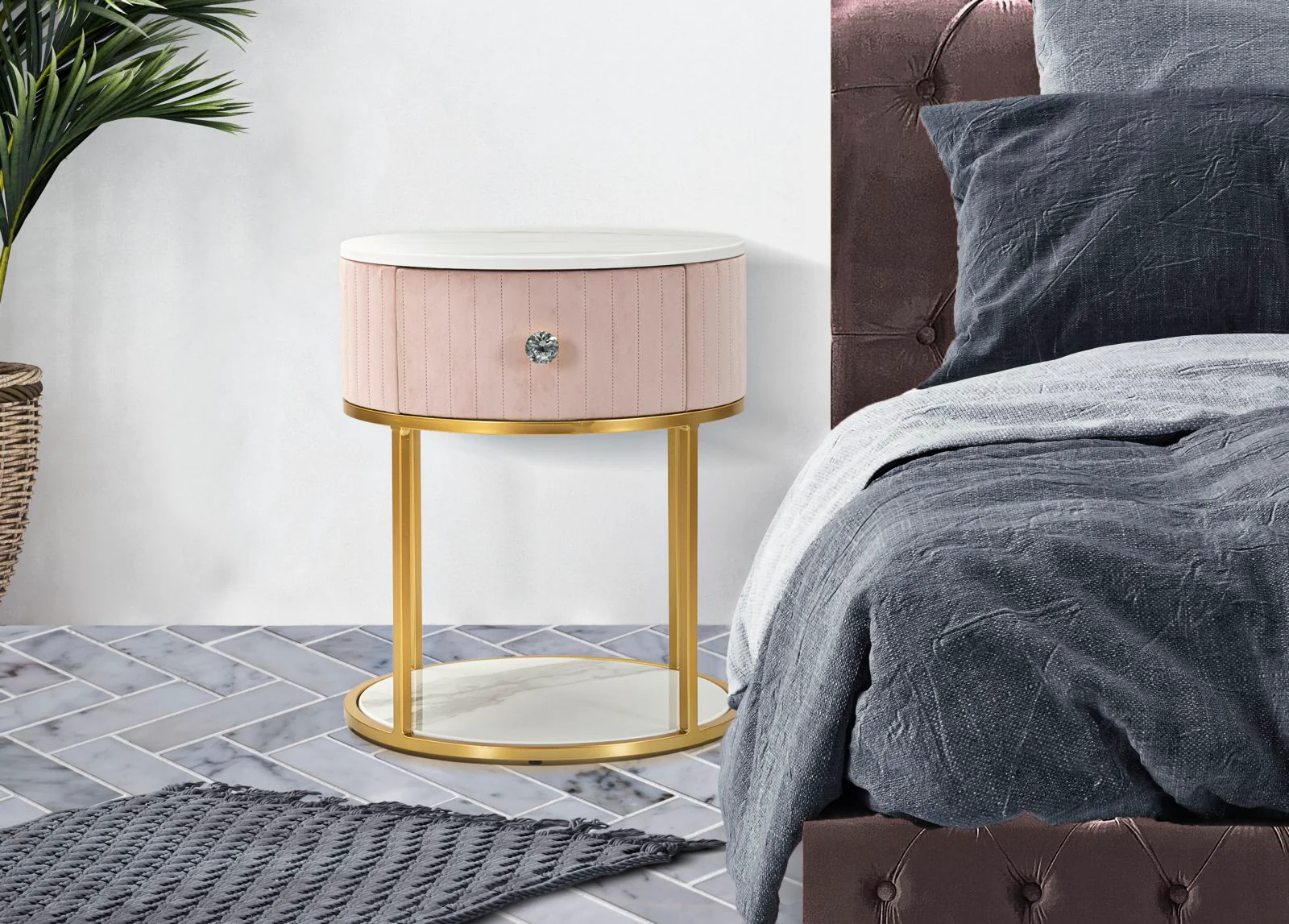 Comodino Montpellier Rosa Elegante Ø 42x48 cm - Image 6