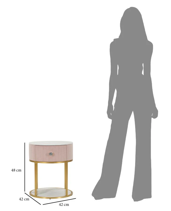 Comodino Montpellier Rosa Elegante Ø 42x48 cm - Image 7