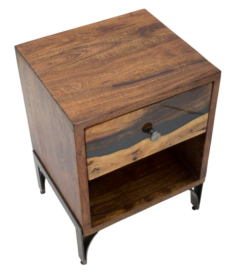 Comodino elegante Mustang in legno di acacia nilotica cm 44x40x60 - Image 3