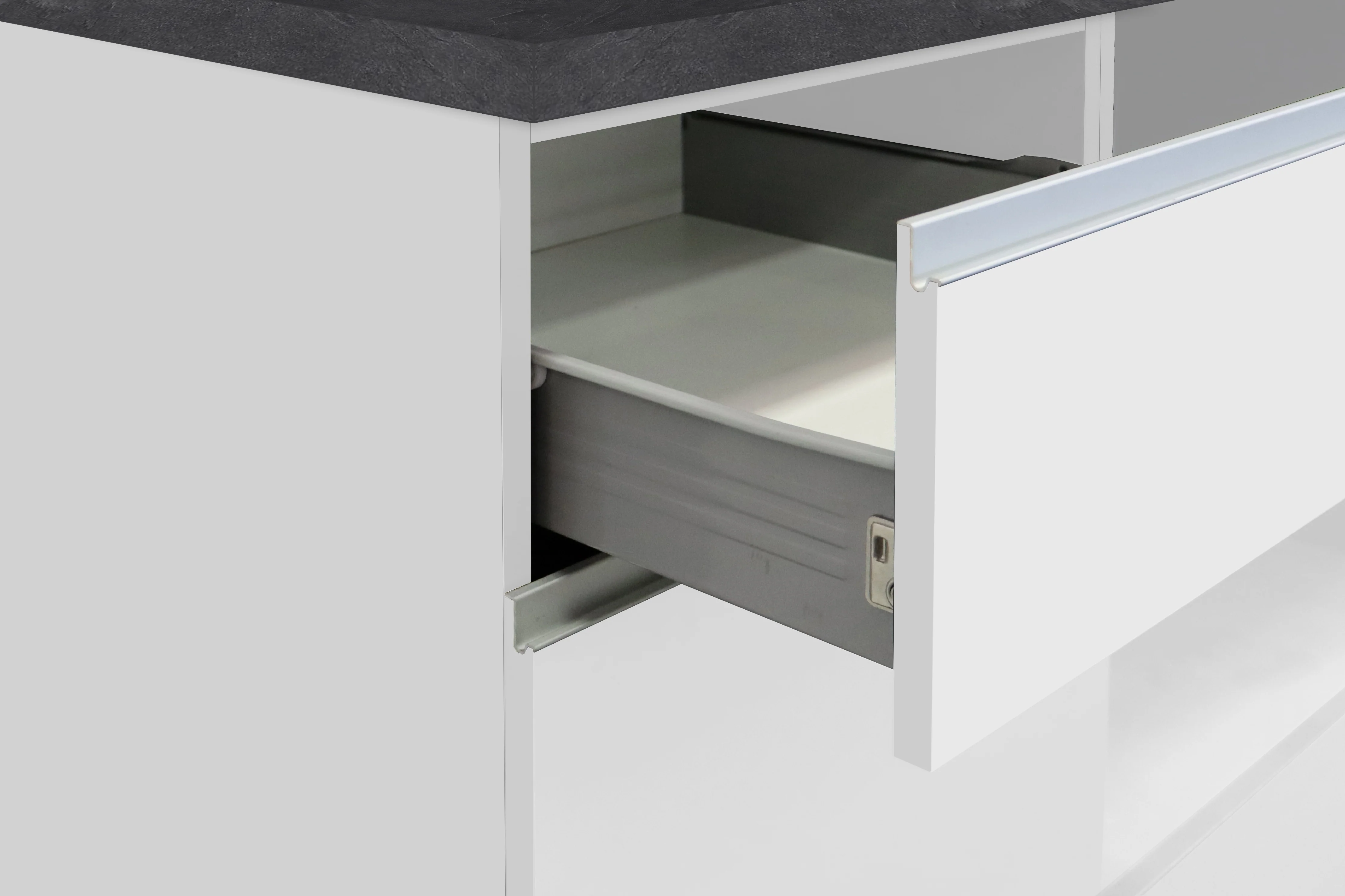 Cucina Lineare SOLE 256 cm - Bianco/Report, Top Elegante 35 mm - Image 9