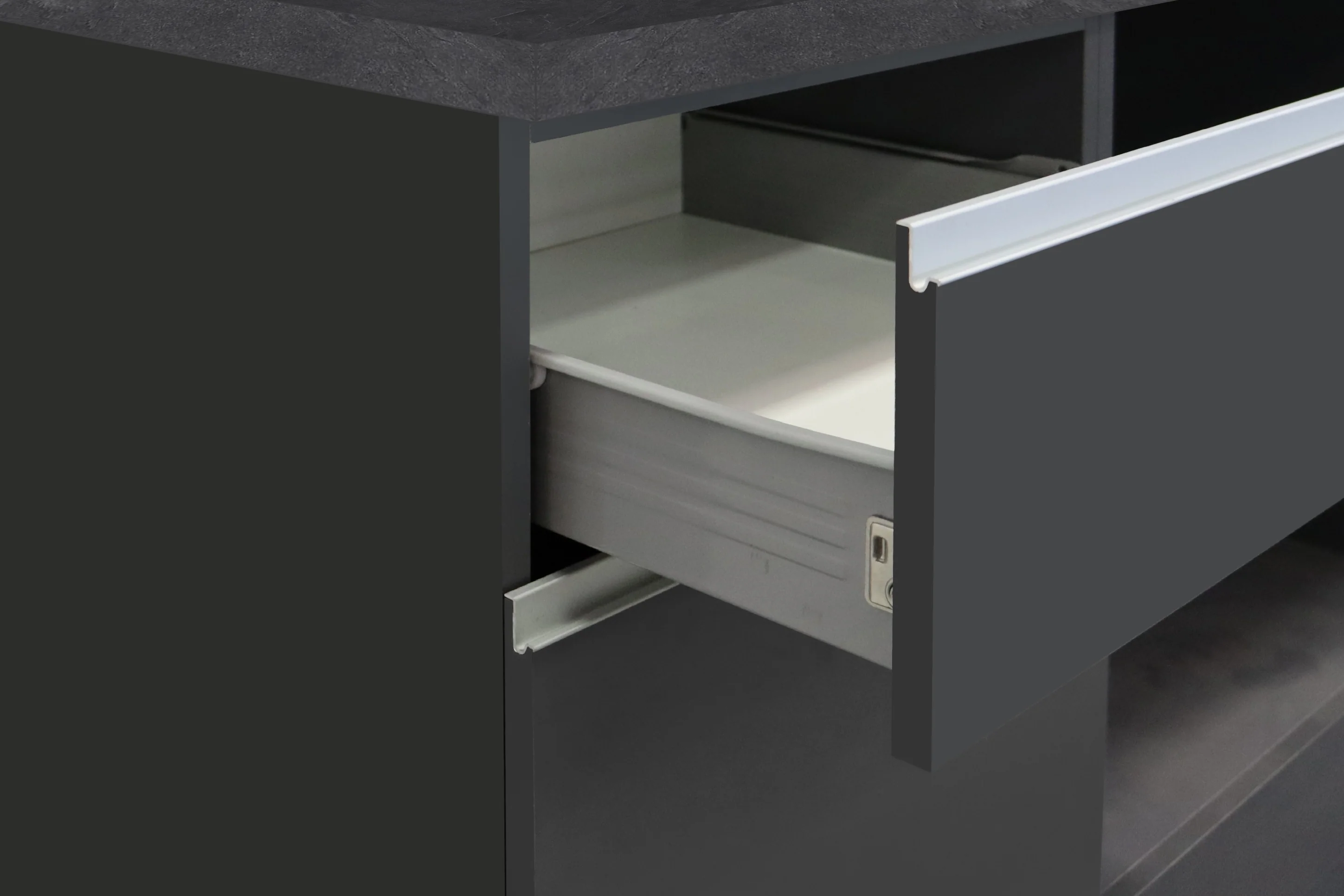 Cucina Lineare SOLE 256 cm - Antracite/Report e Legno Chiaro, Made in Italy - Image 13