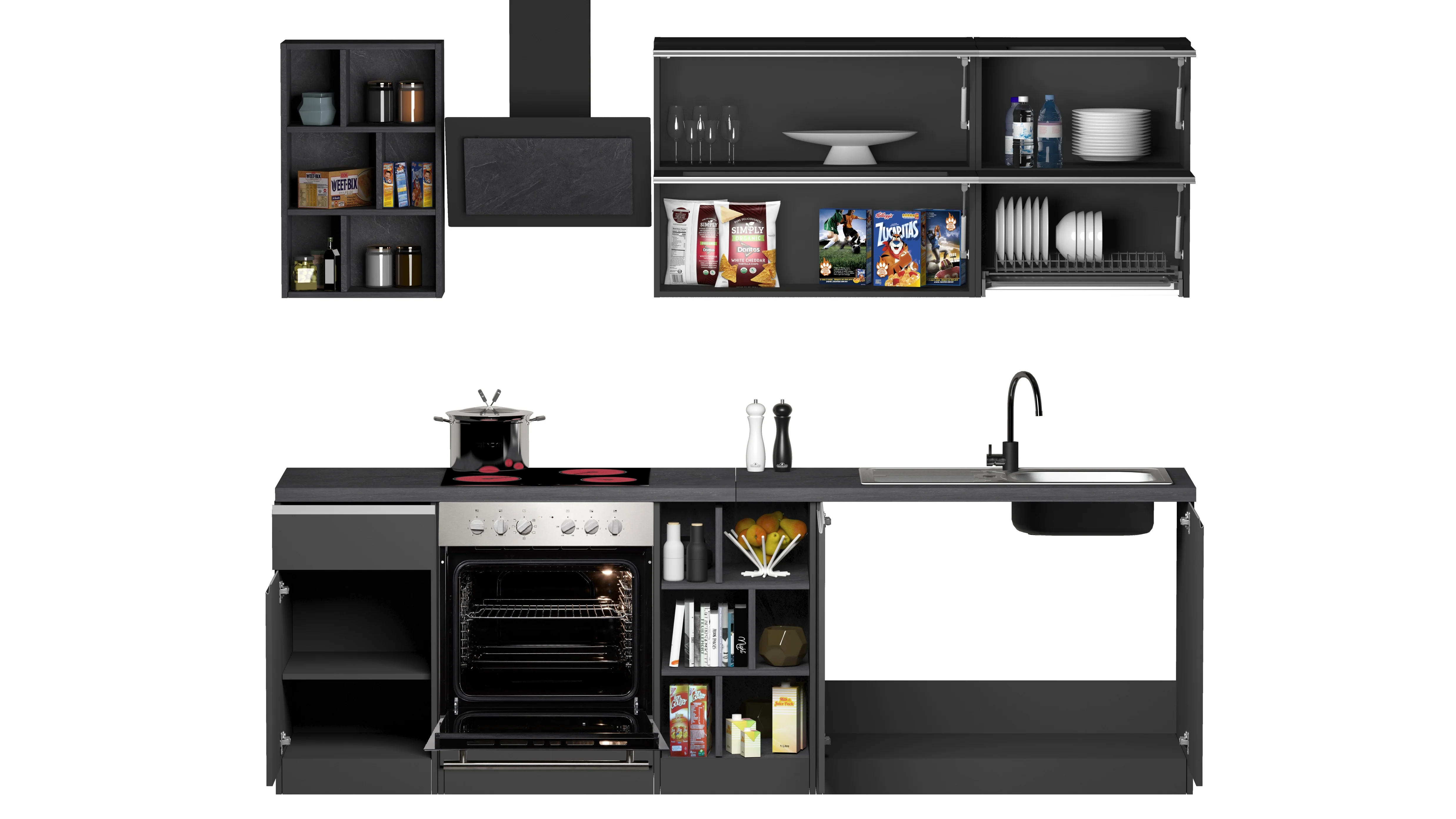 Cucina Lineare Moderna Antracite SOLE 256 cm – Soft Close, Lavello Incluso, Made in Italy - Image 13