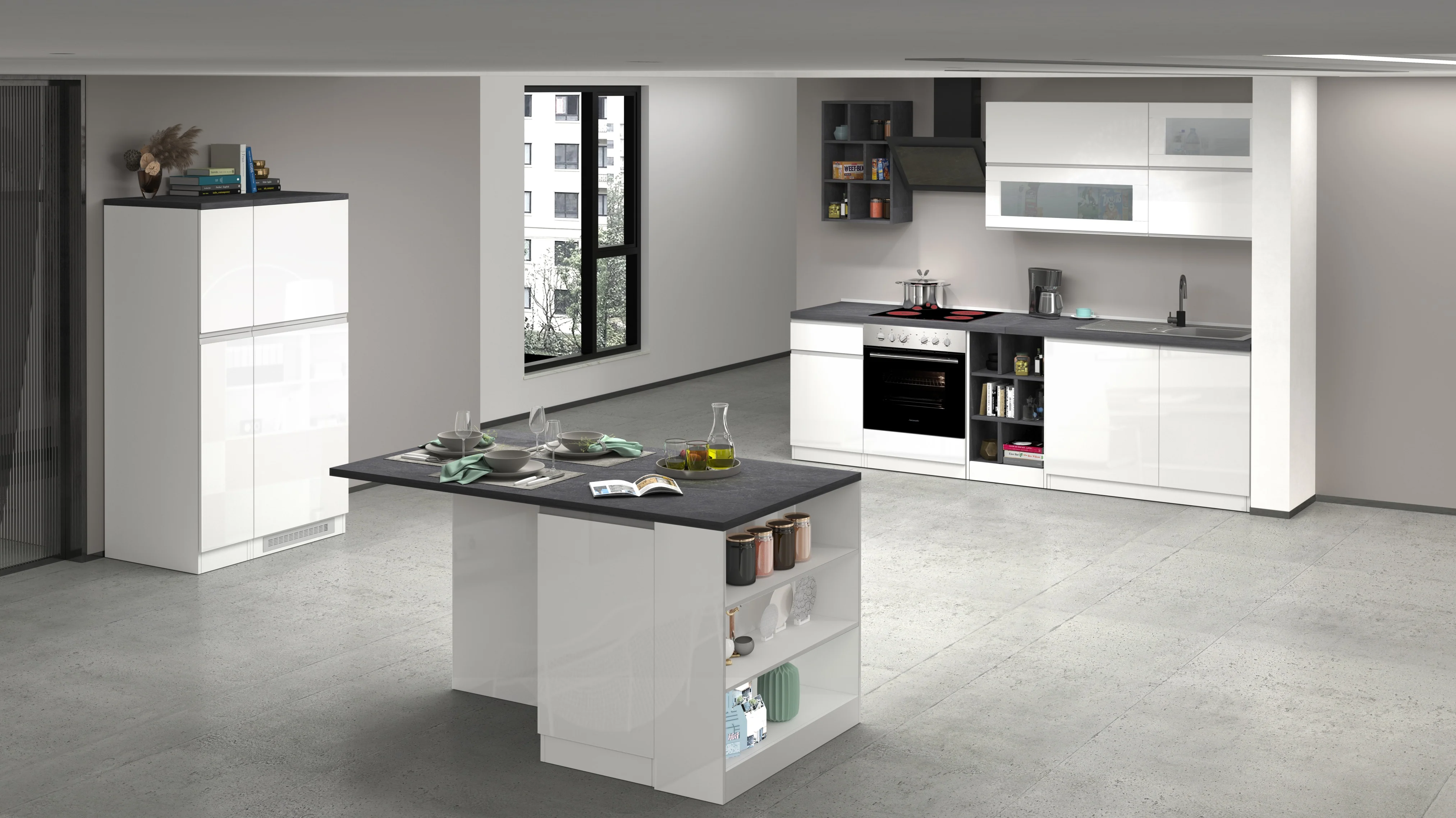 Cucina Lineare Bianca SOLE 256 cm – Moderna, Soft Close, Made in Italy - Image 14