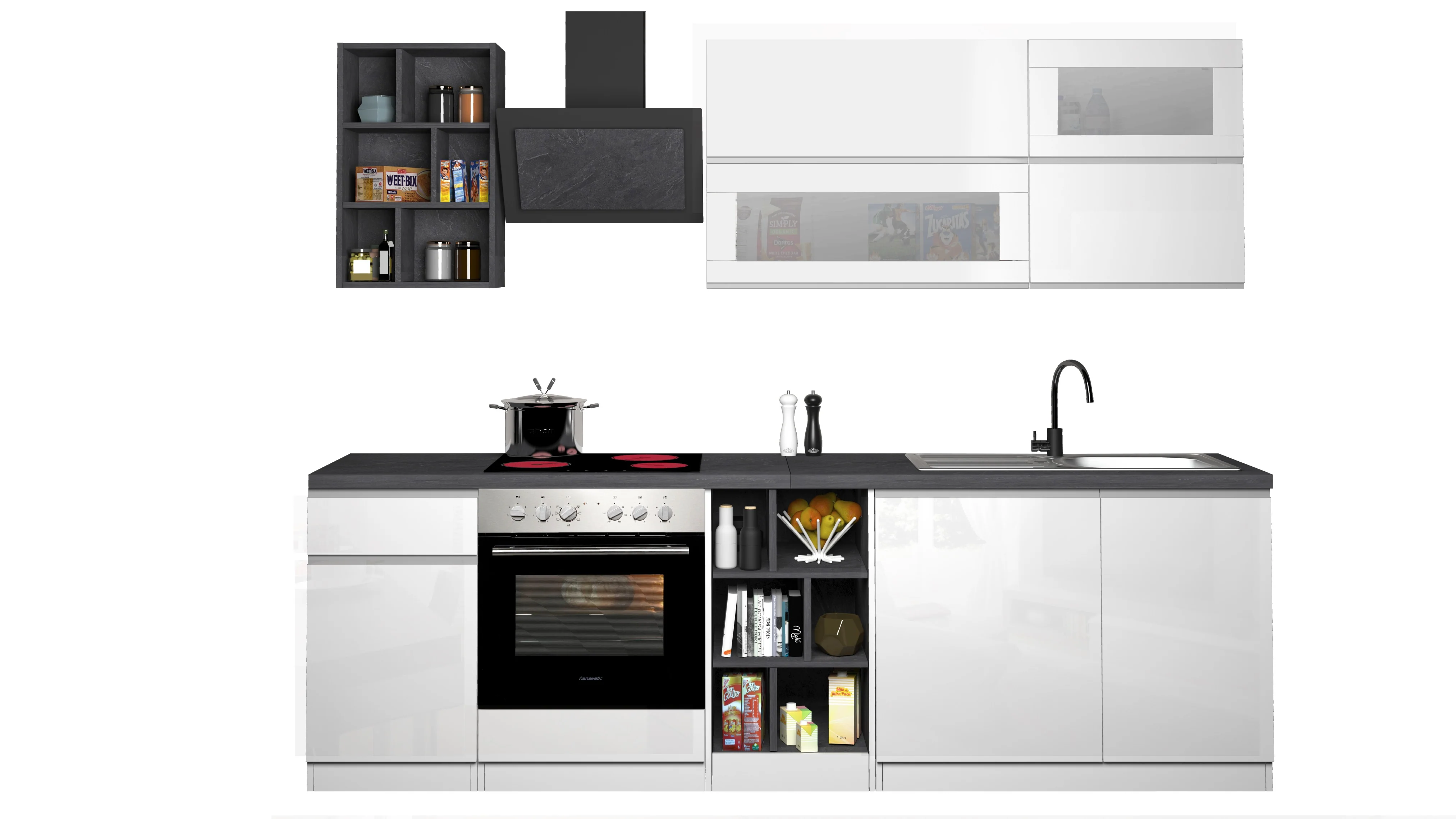 Cucina Lineare Bianca SOLE 256 cm – Moderna, Soft Close, Made in Italy - Image 2