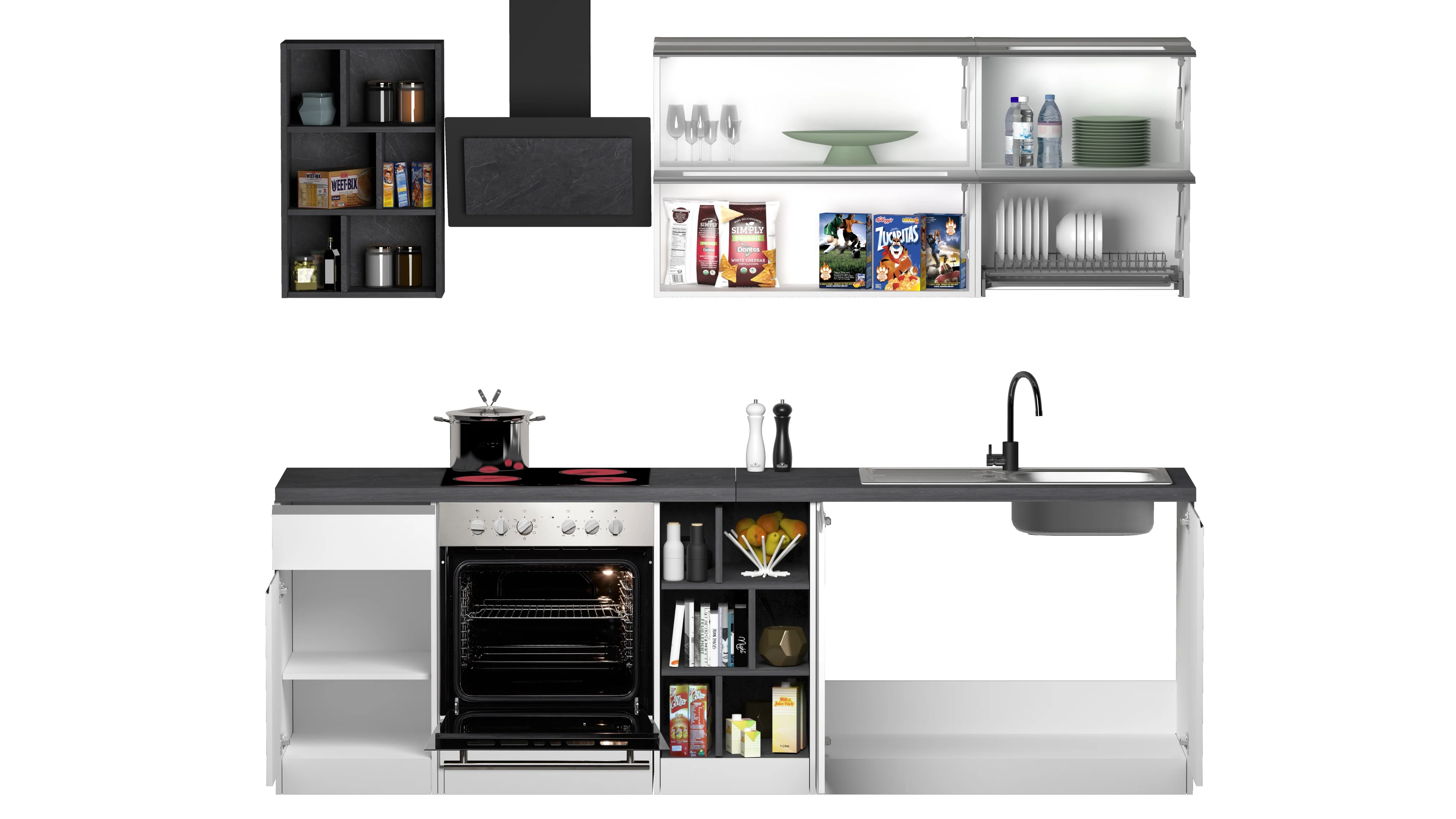 Cucina Lineare Bianca SOLE 256 cm – Moderna, Soft Close, Made in Italy - Image 3