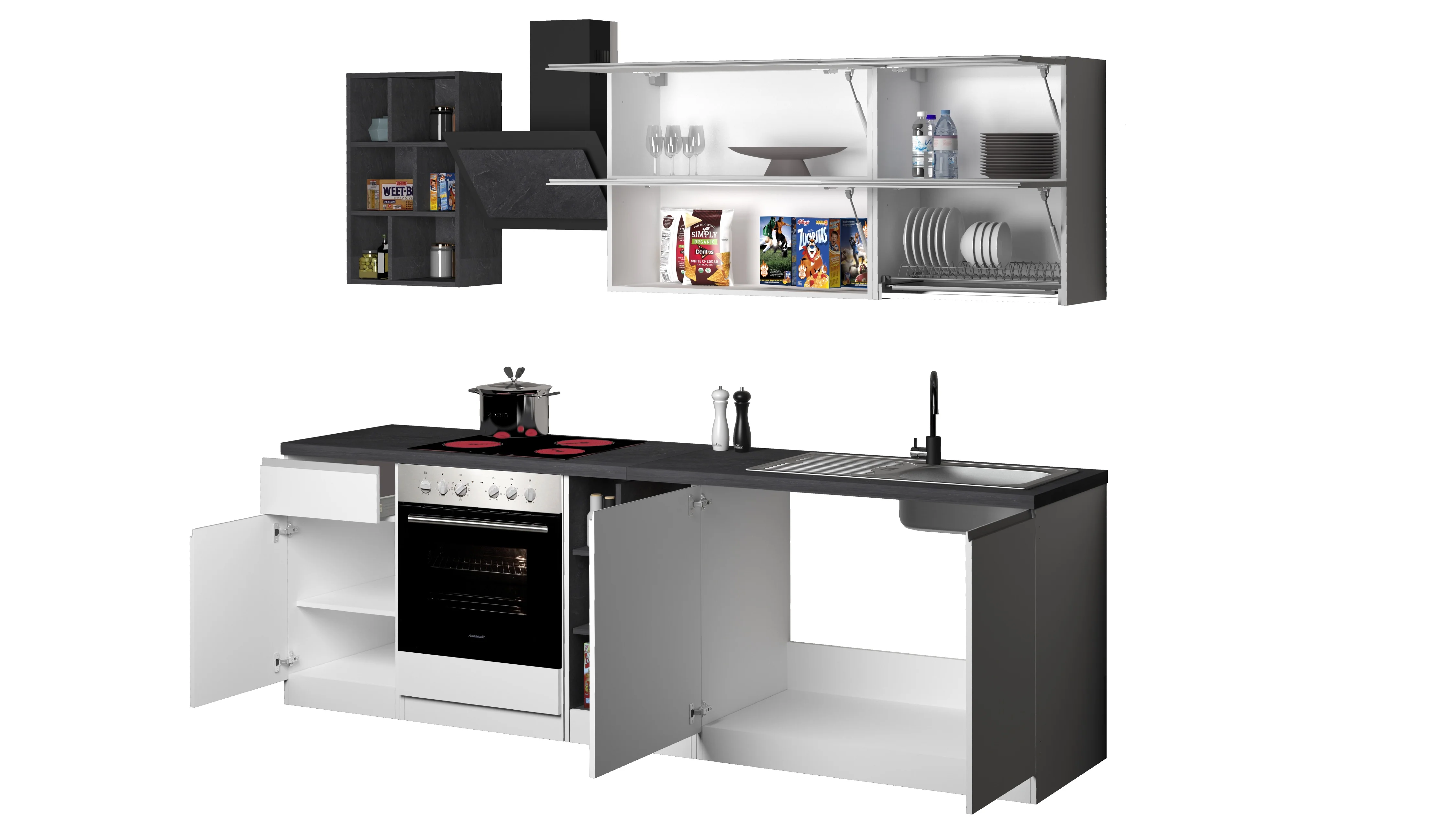 Cucina Lineare Bianca SOLE 256 cm – Moderna, Soft Close, Made in Italy - Image 4