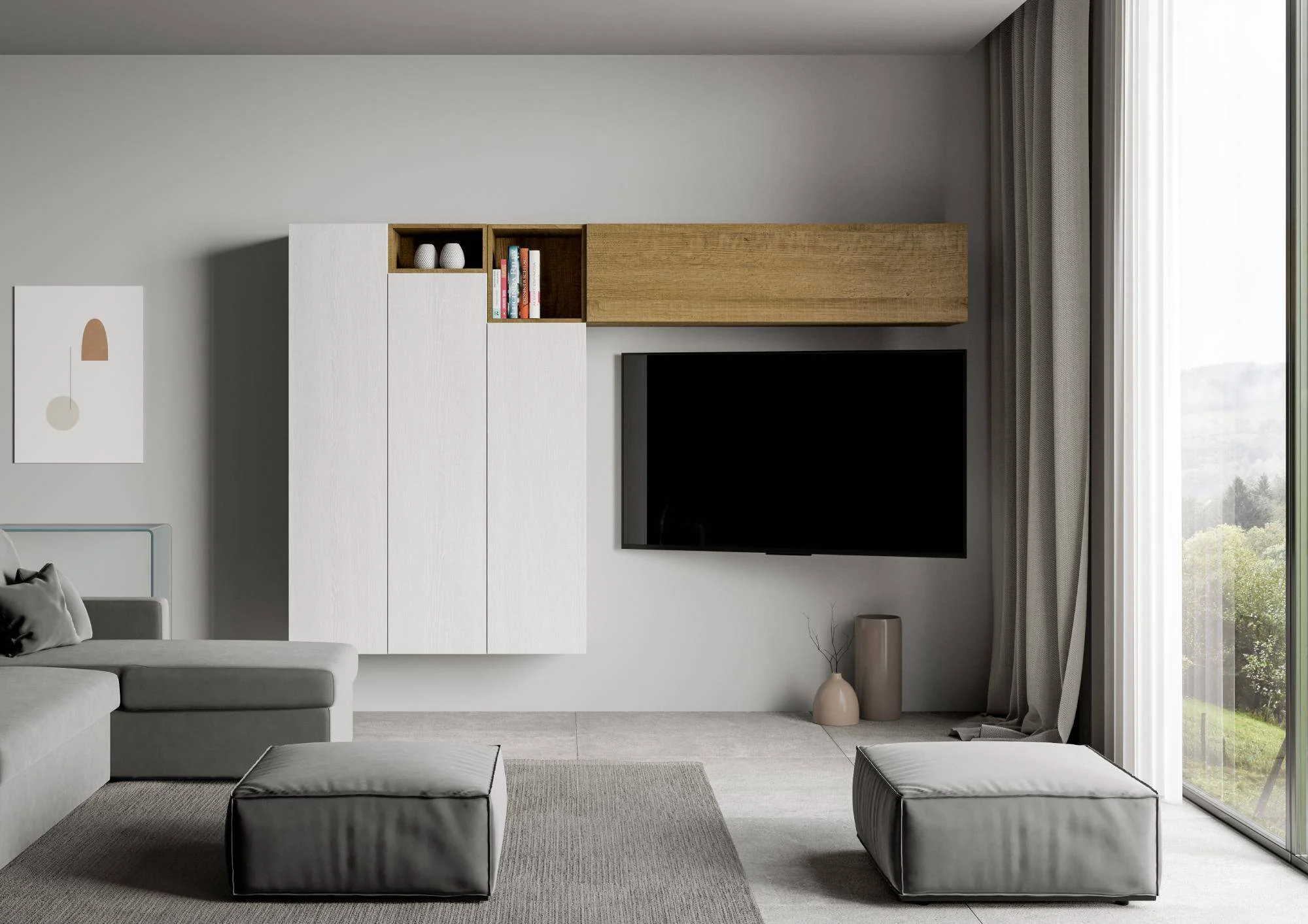 Parete Soggiorno Isoka A22 - Composizione Versatile L.274 H.173,6 P.39,2 - Image 2