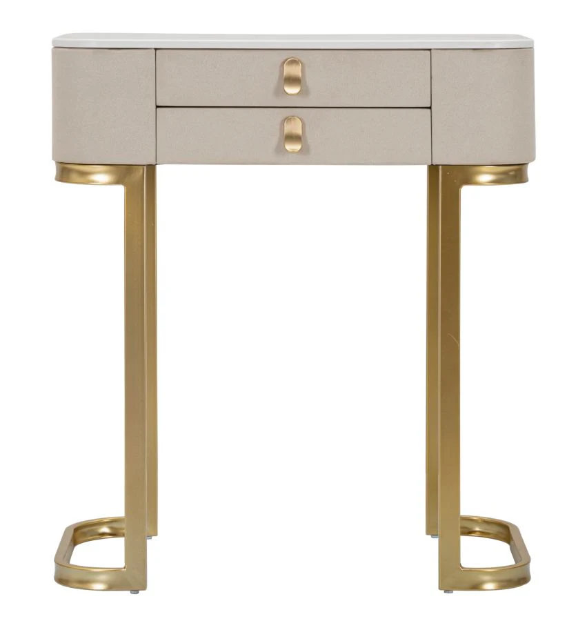 Console Elegante con 2 Cassetti e Piano in Simil Marmo cm 70x40x80 - Image 2