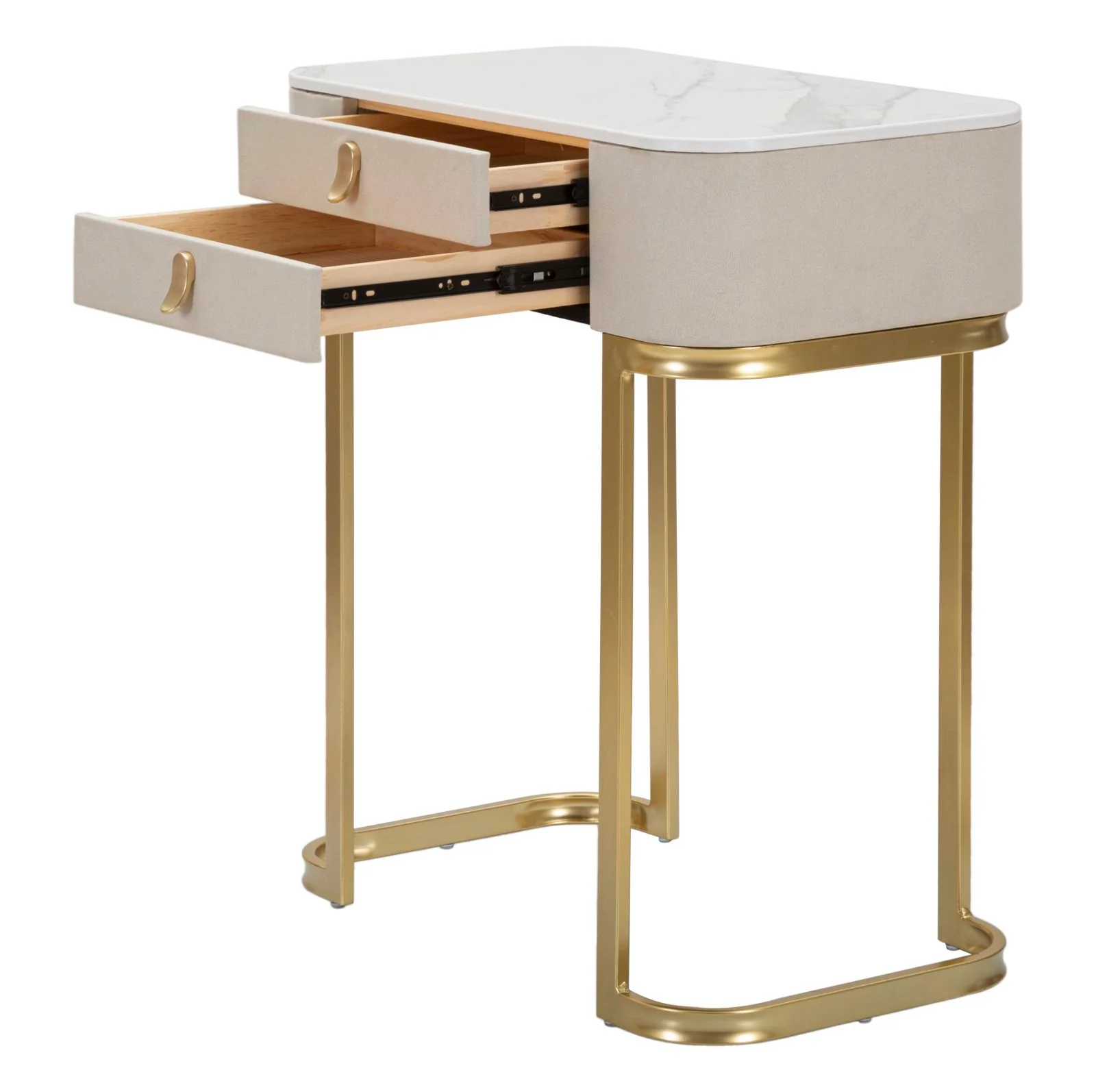 Console Elegante con 2 Cassetti e Piano in Simil Marmo cm 70x40x80 - Image 3