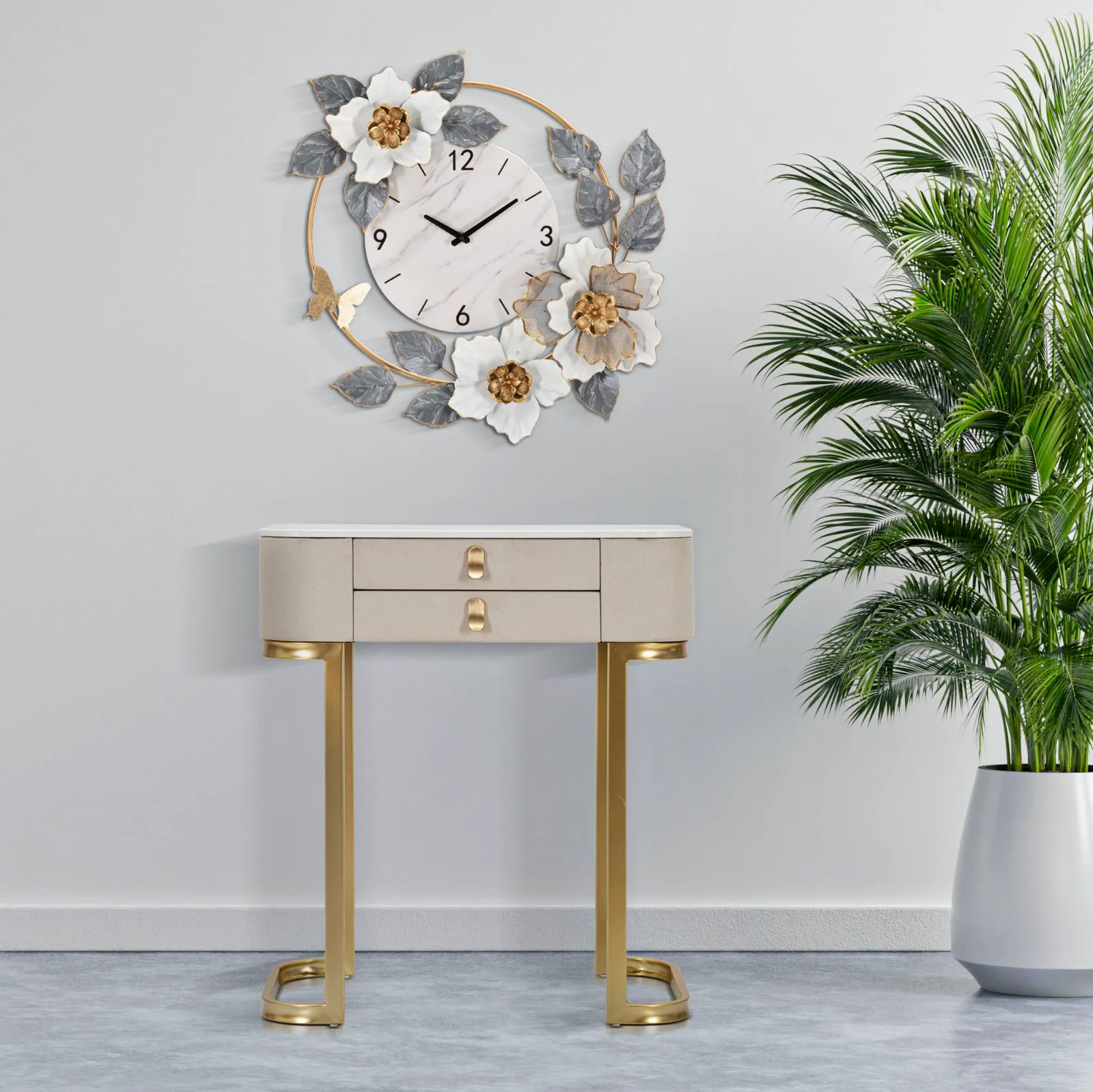 Console Elegante con 2 Cassetti e Piano in Simil Marmo cm 70x40x80 - Image 9