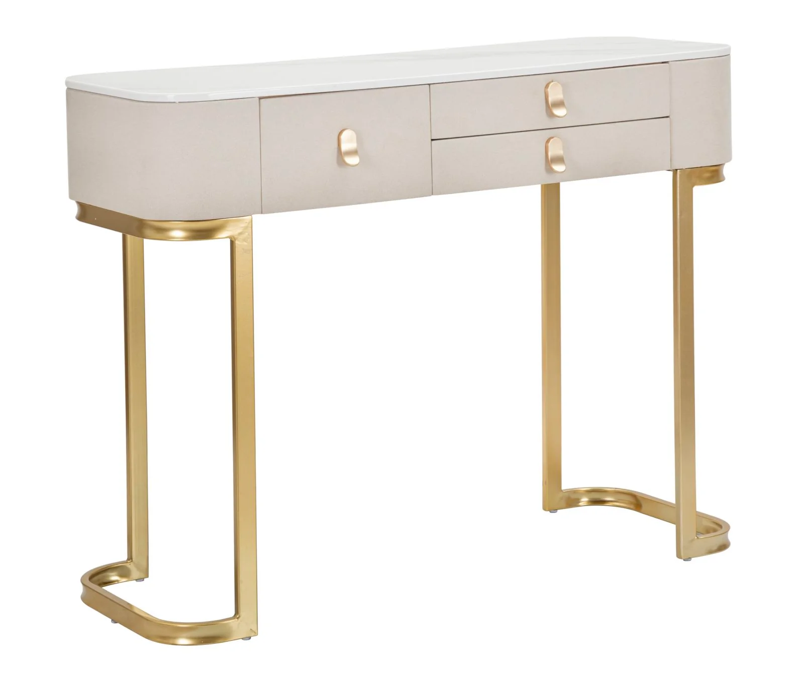 Console Elegante con 3 Cassetti e Piano in Simil Marmo cm 100x40x80