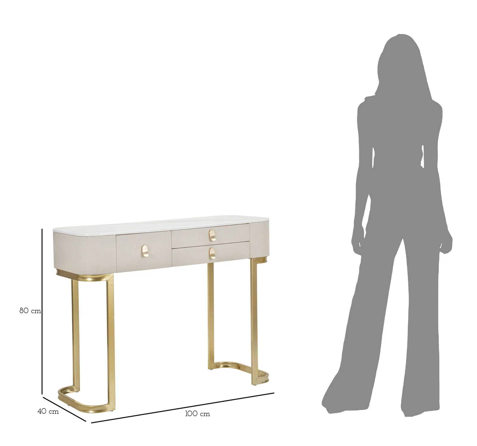 Console Elegante con 3 Cassetti e Piano in Simil Marmo cm 100x40x80 - Image 10