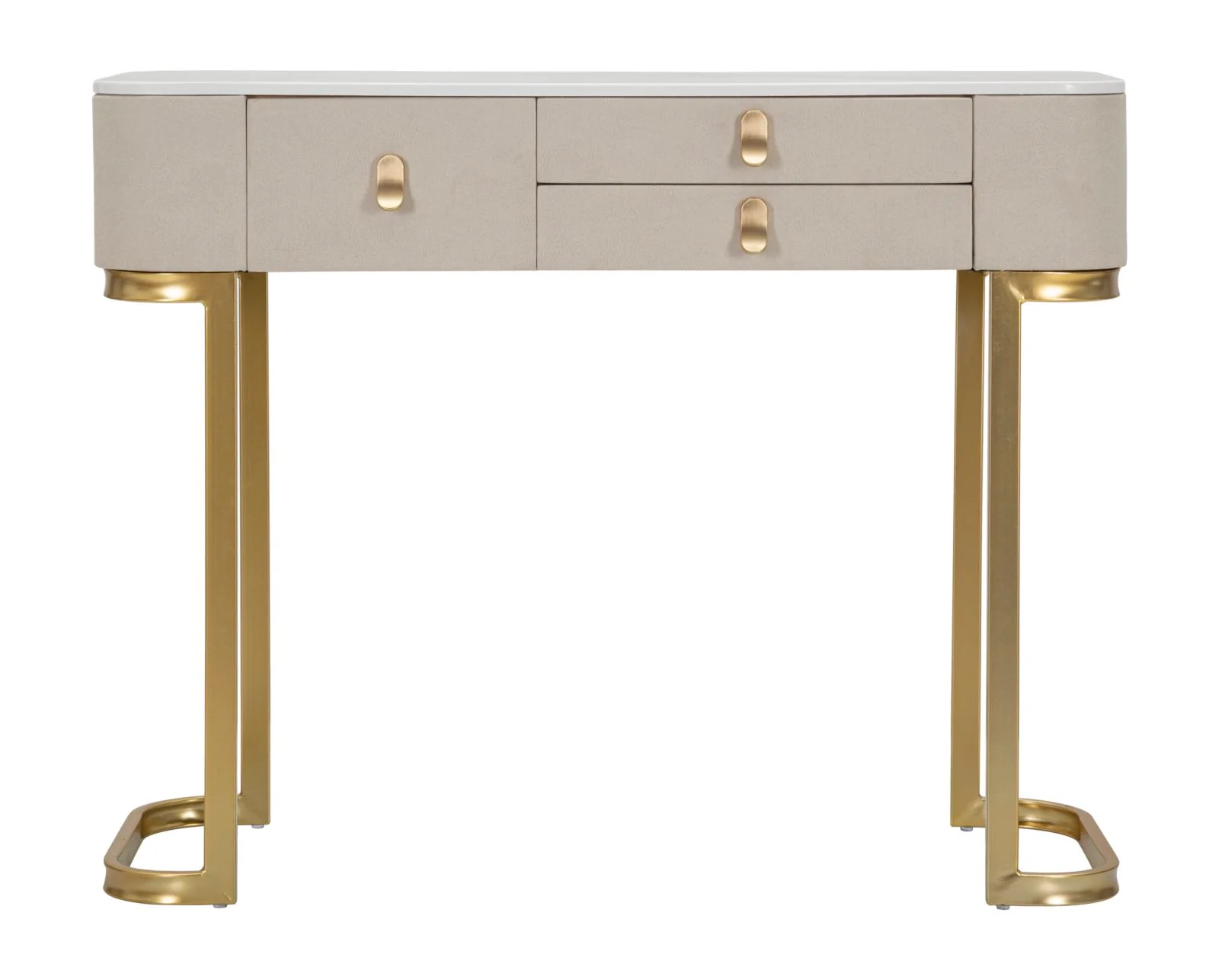 Console Elegante con 3 Cassetti e Piano in Simil Marmo cm 100x40x80 - Image 2