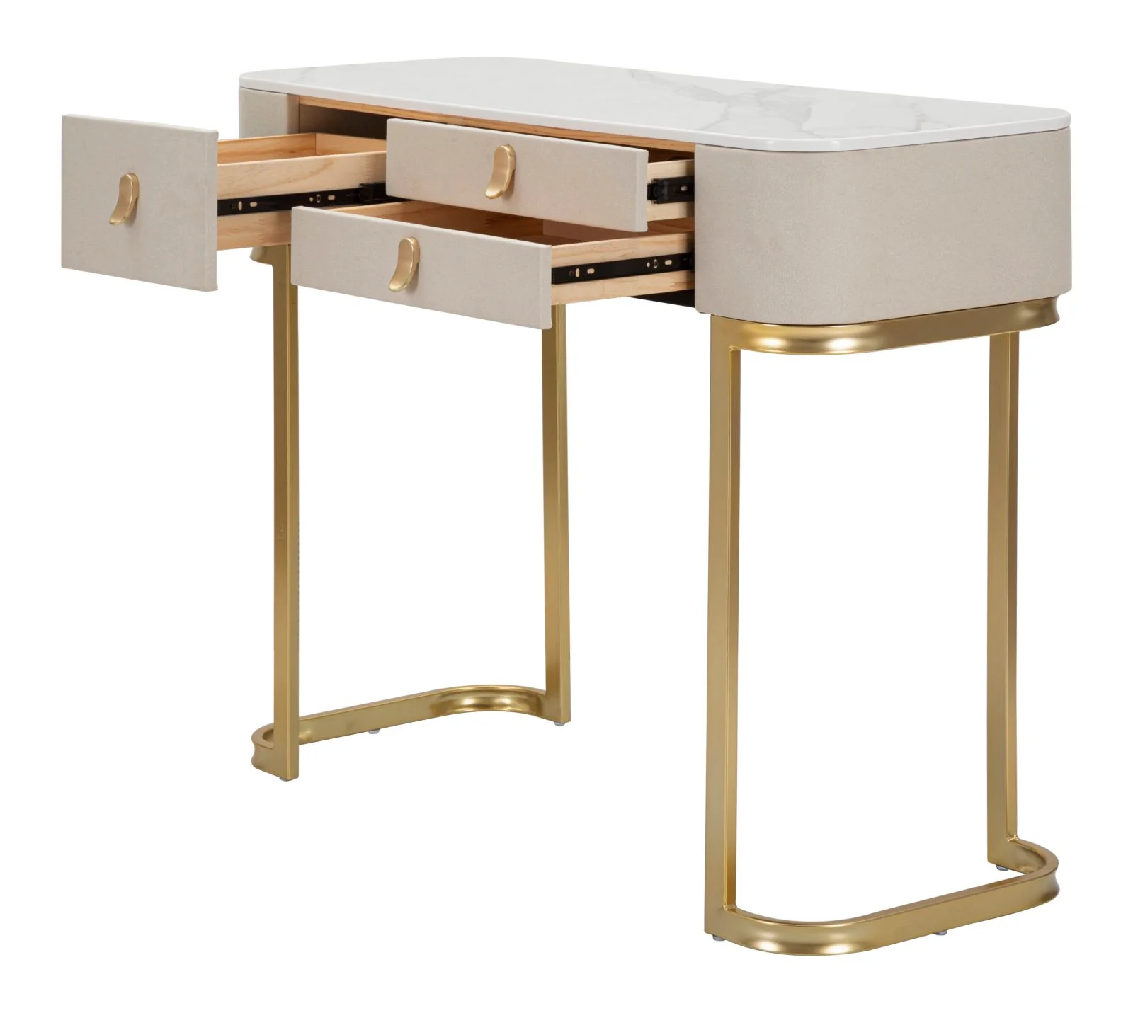 Console Elegante con 3 Cassetti e Piano in Simil Marmo cm 100x40x80 - Image 3