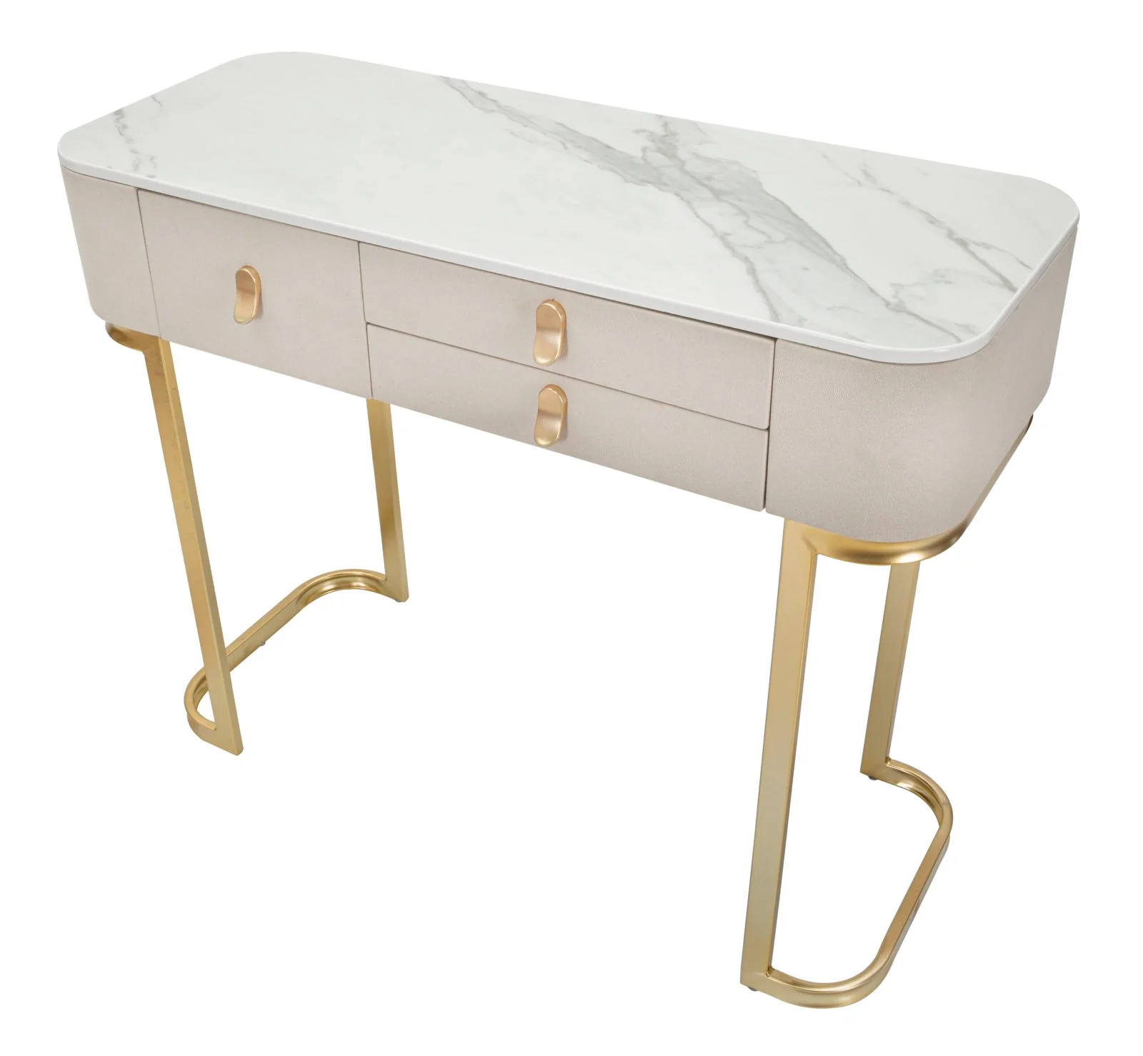 Console Elegante con 3 Cassetti e Piano in Simil Marmo cm 100x40x80 - Image 5