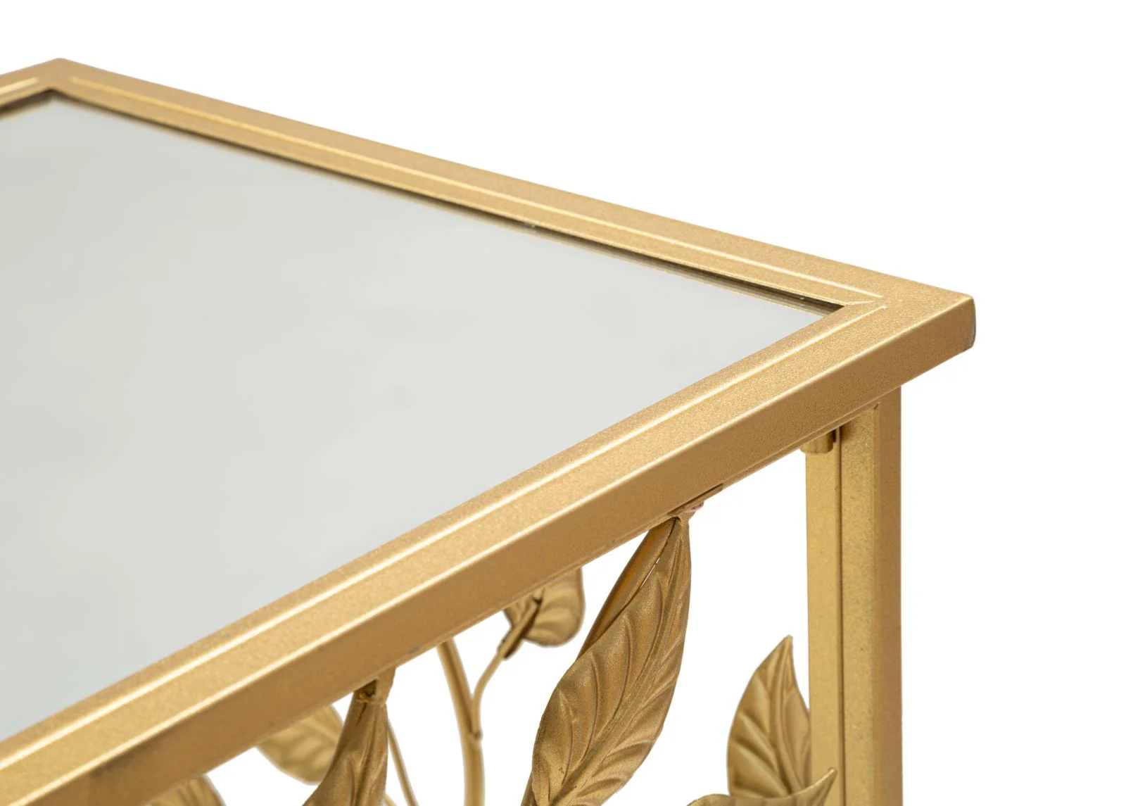 Console Elegante in Metallo Dorato con Piano in Vetro Specchiato 120x40x80 cm - Image 8