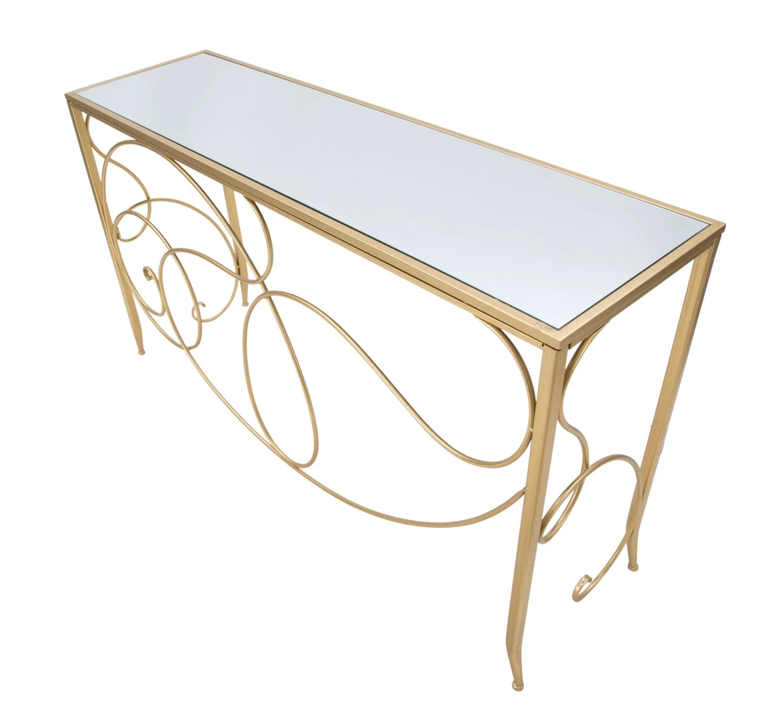 Console Elegante in Metallo Dorato con Piano in Vetro a Specchio 140x40x80 - Image 3