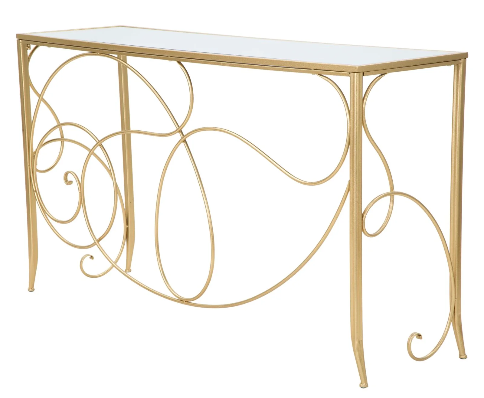 Console Elegante in Metallo Dorato con Piano in Vetro a Specchio 140x40x80 - Image 4